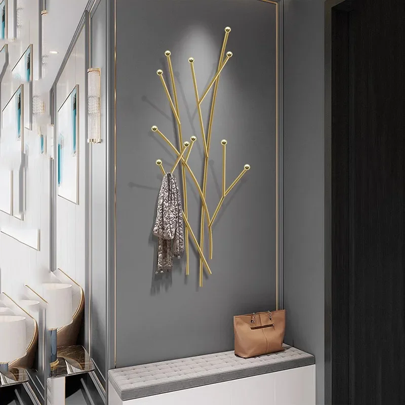 Золотая настенная вешалка для одежды металлическая Минималистичная подставка