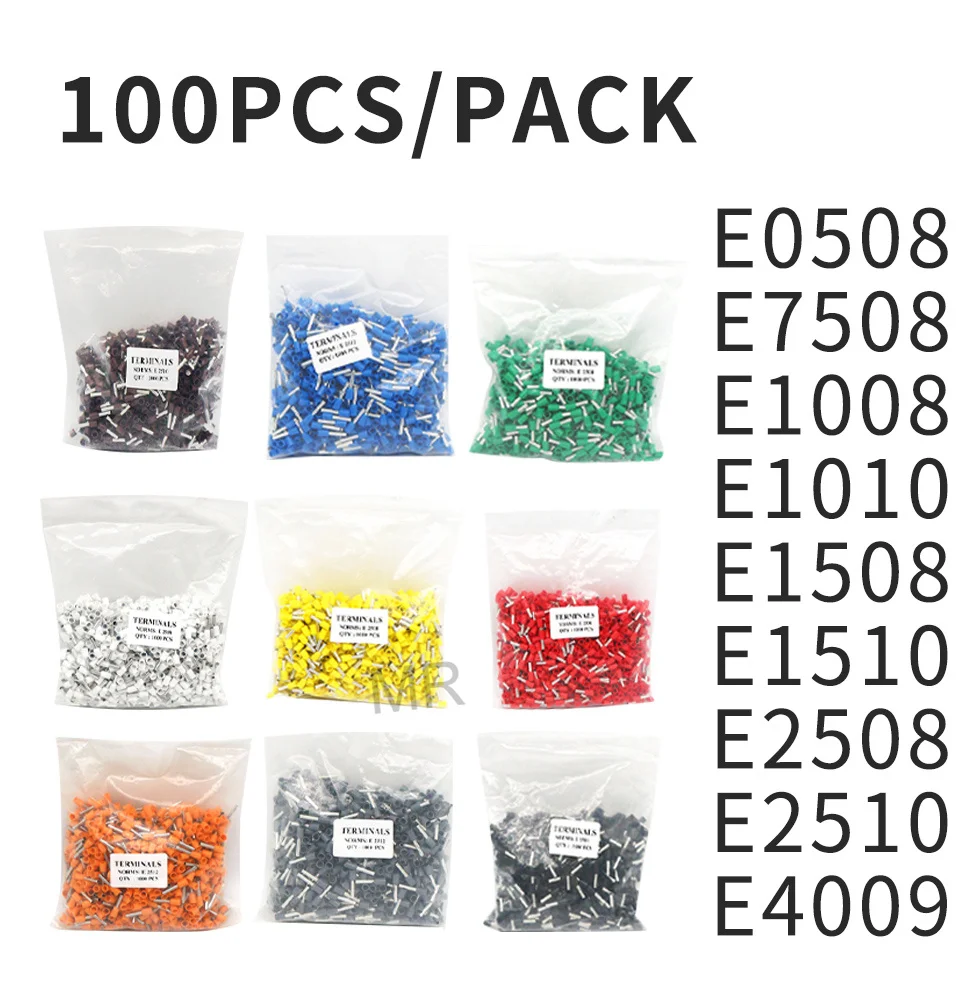 Изолированные клеммы E1006, E1008, E1010, E1012, E1018, 100 шт.
