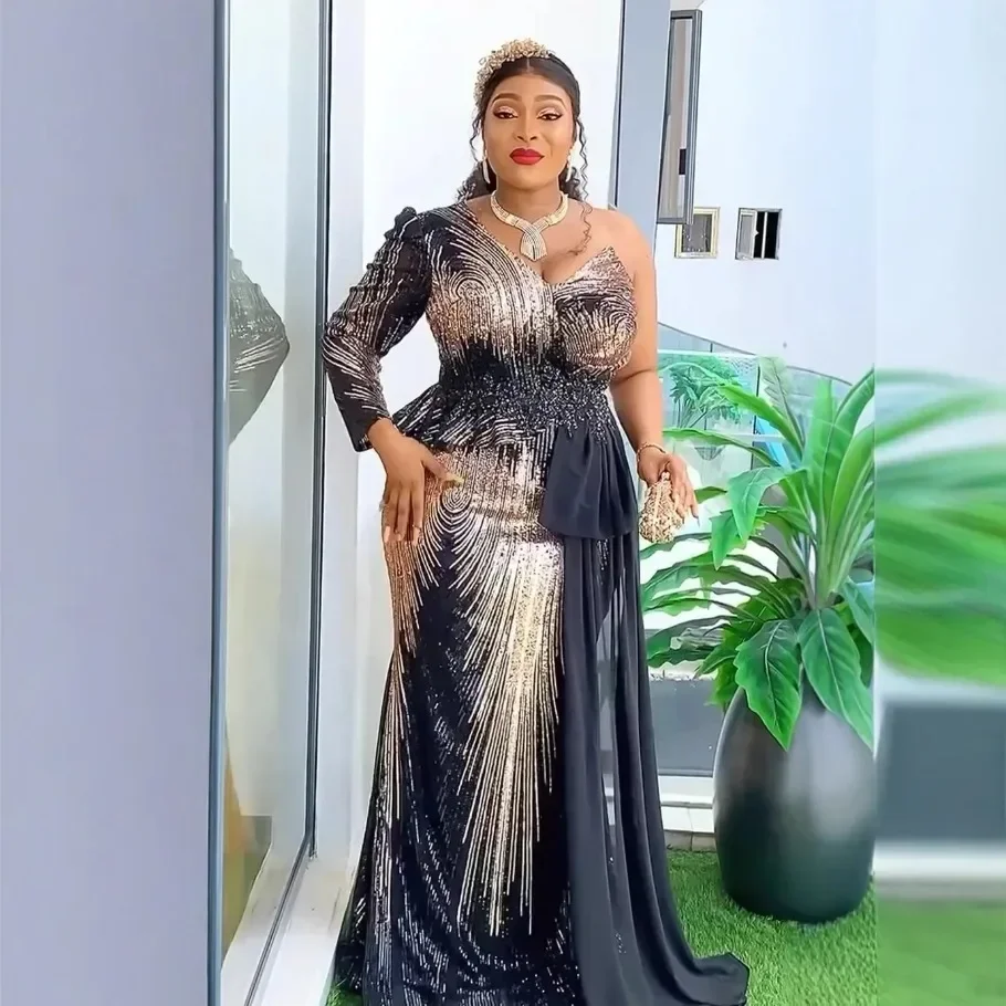 Африканские вечерние платья с блестками для женщин осенние элегантные