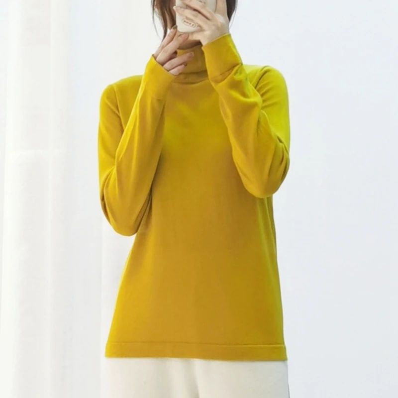 Свитер с высоким воротником кашемировый Модный пуловер женская одежда бежевый