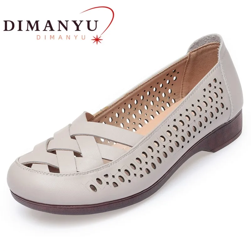 DIMANYU Shoes Women Cutout 2023 New Genuine Leather Women's Summer Shoes Hole Shoes Large Size 41 42 43 Women's Shoes