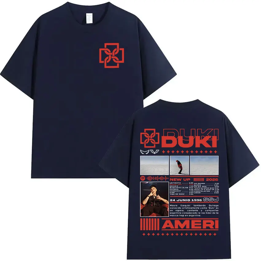 Рэпер Duki SSJ Album 2025 Ameri Графическая футболка Мужская уличная футболка в стиле хип-хоп с короткими рукавами Мужская хлопковая футболка в стиле ретро Уличная одежда (art.: 3920cd1bd4db3) - 3920cd1bd4db3