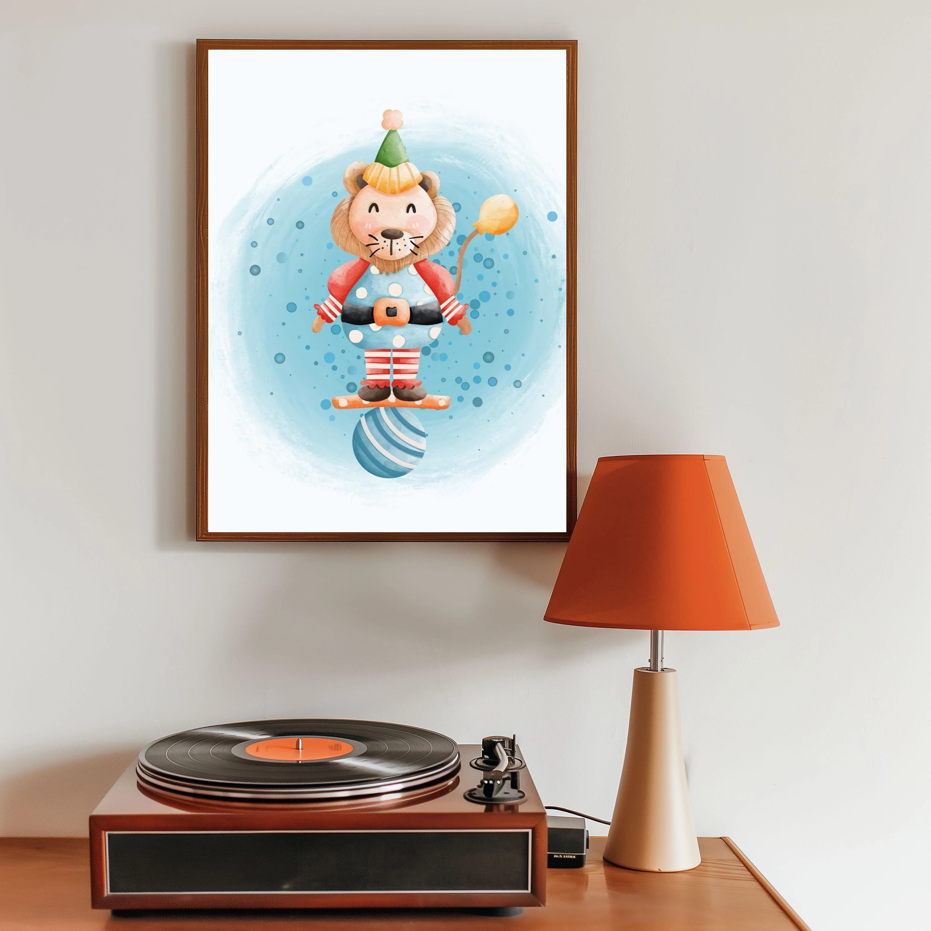 Забавный цирковой тематический постер с животными детский карнавал трапеция