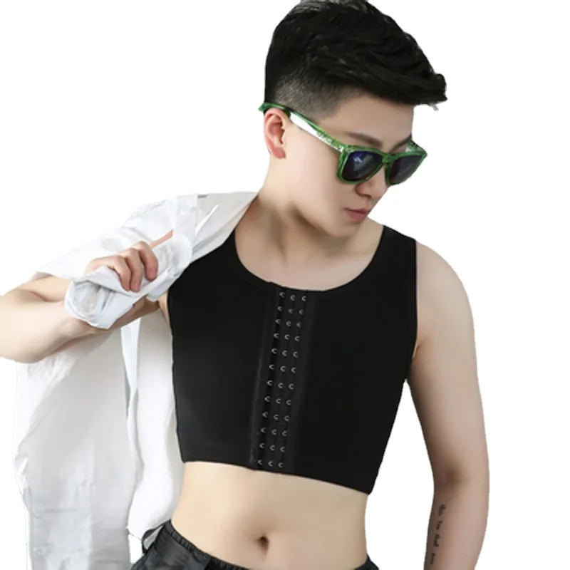 HaleyChan Women's Corset Underwear Trans Les Lesbian Tomboy Front 3 Rows Hook Chest Binder Mesh Breathable Plus Size Corset Top