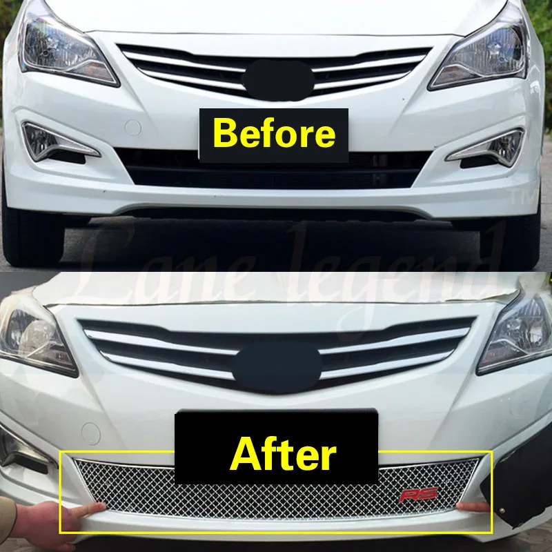 Для Hyundai Verna 2014-2016 гоночная решетка накладка на переднюю нижнюю часть