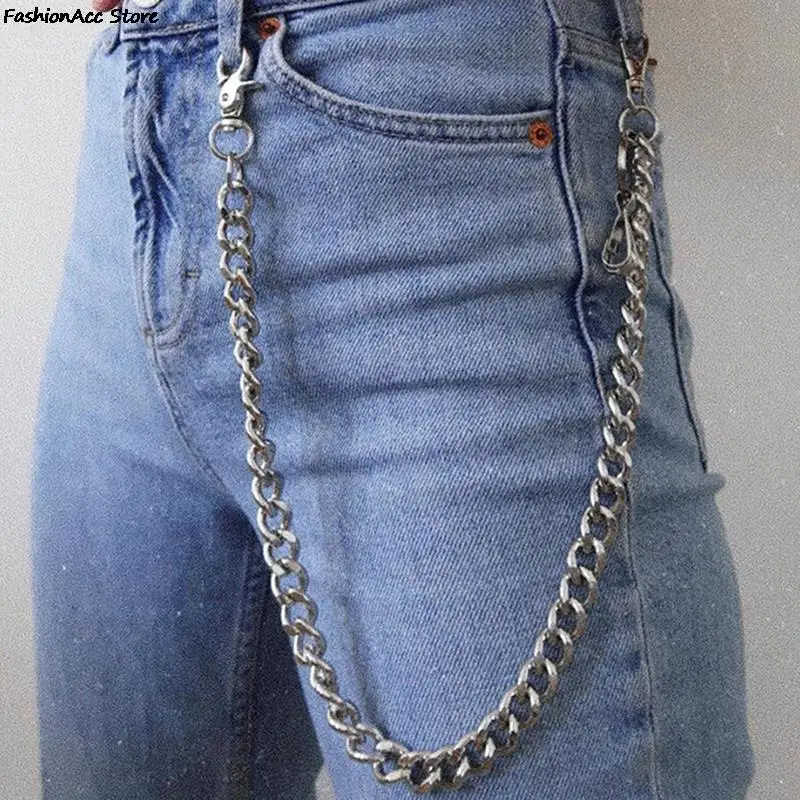 

60cm Waist Chain Long Metal Keyring Keychain Rock Pants Chain Hipster Pant Jean Key Wallet Belt Ring Clip Men's HipHop Jewelry