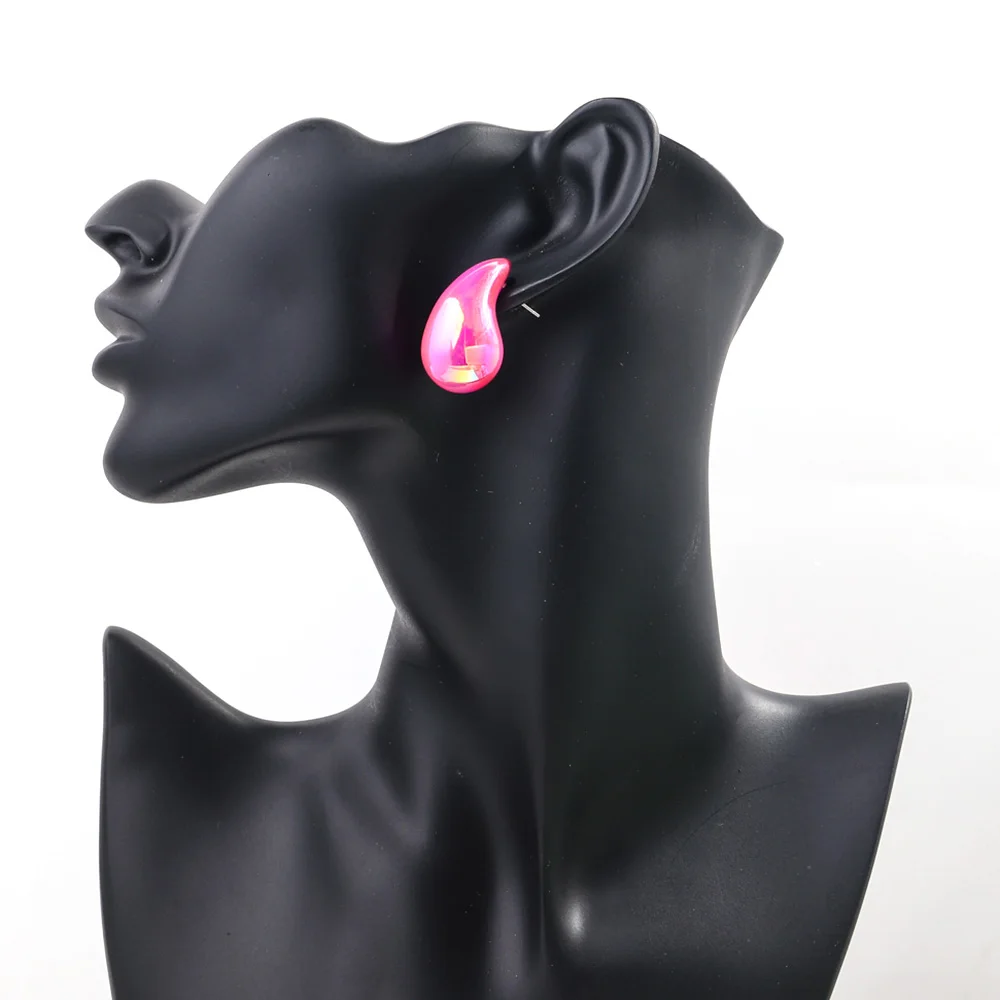 Новые Красочные массивные серьги-капельки AB для женщин гладкие полые серьги в