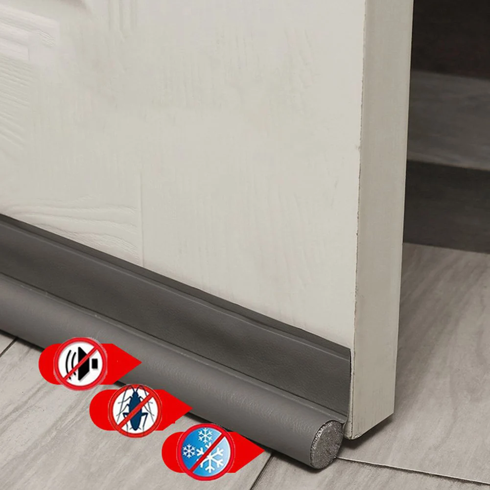 

2pcs Adjustable Door Bottom Seal Strip Weatherstrip Under Door Draft Stopper Anti-Cold One Side Gap Blocker Foam Weather Strip
