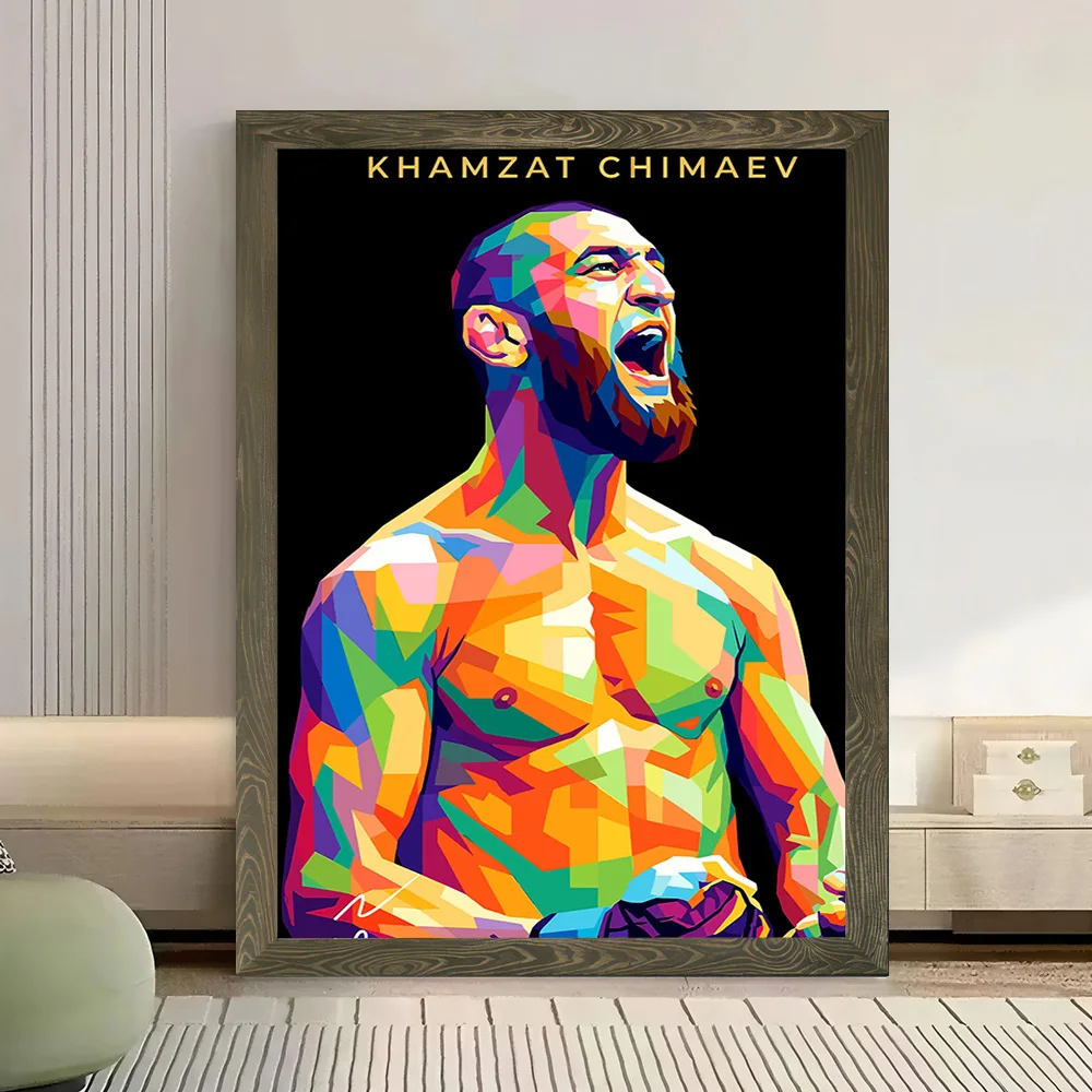 Фото Постер на холсте с принтом Khamzat Chimaev WPAP, персонализированные высококачественные настенные картины для винтажного декора, настенная роспись для гостиной №3