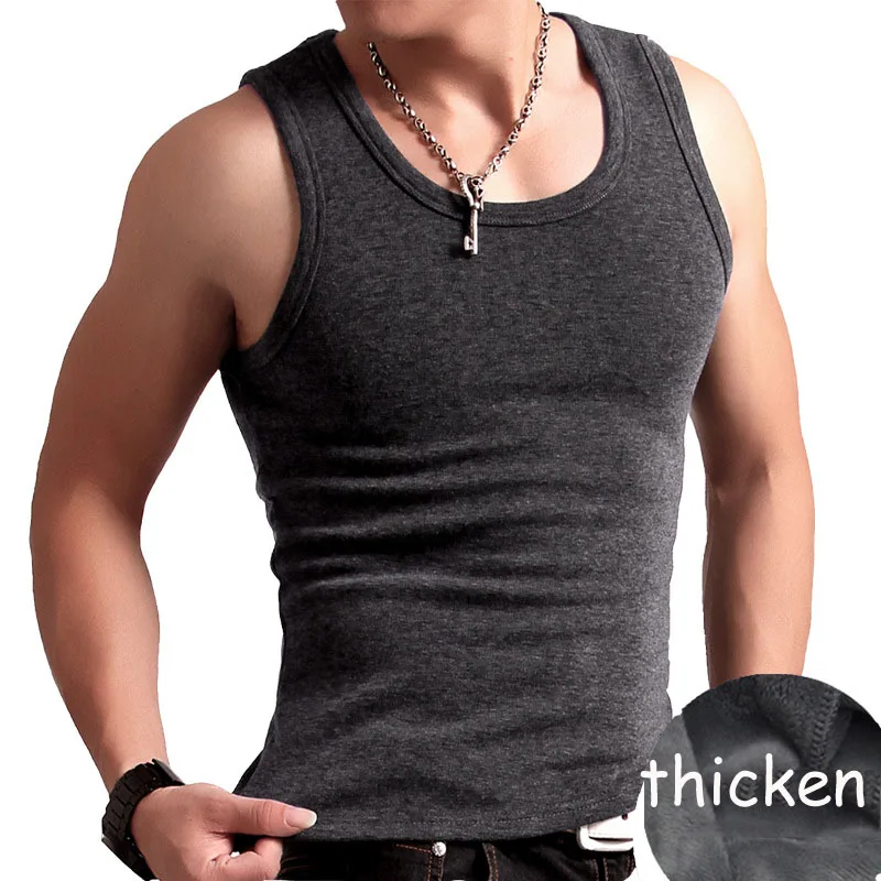 

Wholesale 2022 Winter Velvet Thickening Men's Cotton Vest Youth Warm Bodybuilding Tight Wool Vest Male Fitness Men Tank Top