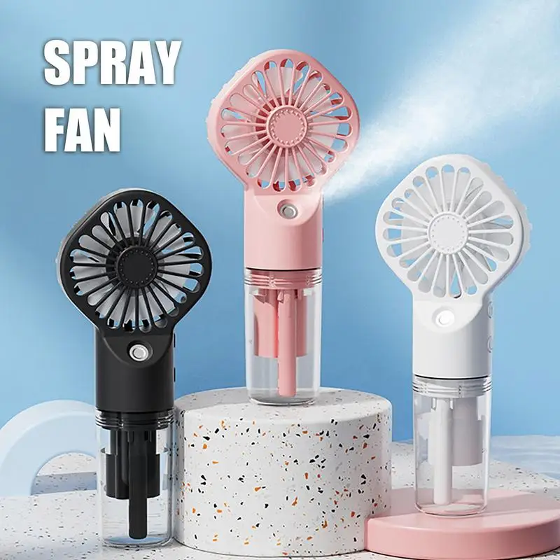 

Misting Fan Battery Operated Small Handheld Fan With Mist Spray Camping Gear Fan Spray Humidifier Small Fan With 4 Speeds