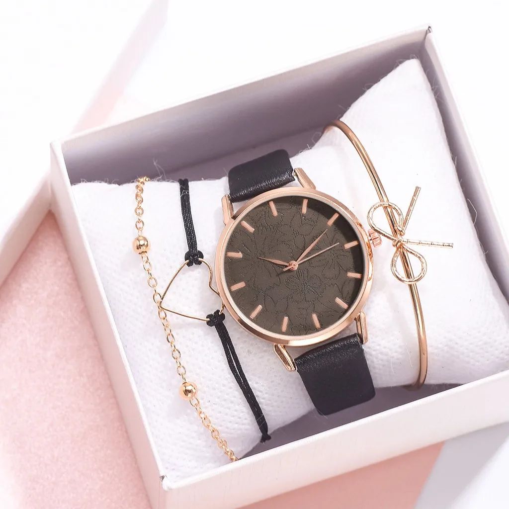 NO.2-7665  Casual 2022 European Beauty Simple Watch Set Women Woman Relogio Femenino