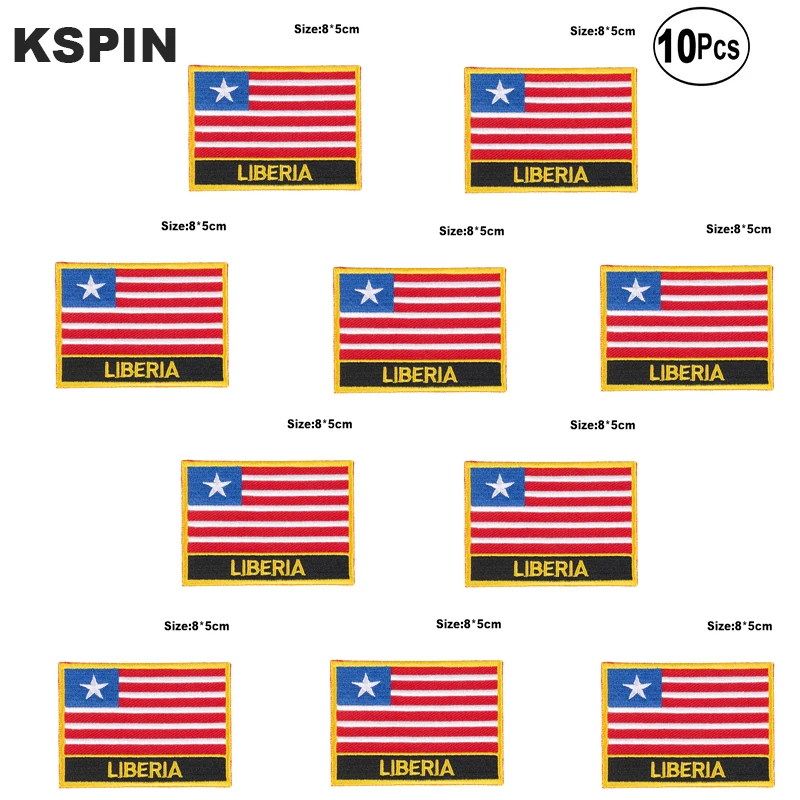 

Liberia Flag Embroidery Patches Iron on Saw on Transfer patches Sewing Applications for Clothes in Home&Garden