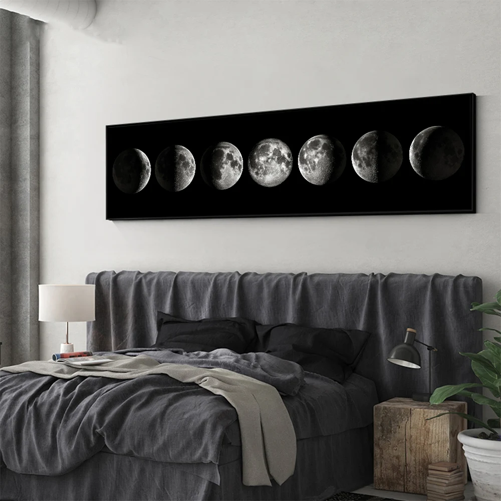 

Wall Art Moon Phase Black White Posters Aesthetic Canvas Art Prints Abstract Painting Wall Picture for Living Room Home Decor