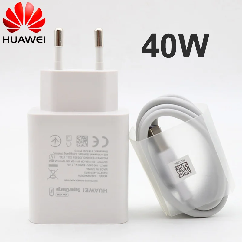 

Huawei Charger 40W Original 10V4A Supercharge EU Charge adapter 5A USB type c cable for nova 5 5t 5 pro mate 30 pro p20 p30 pro