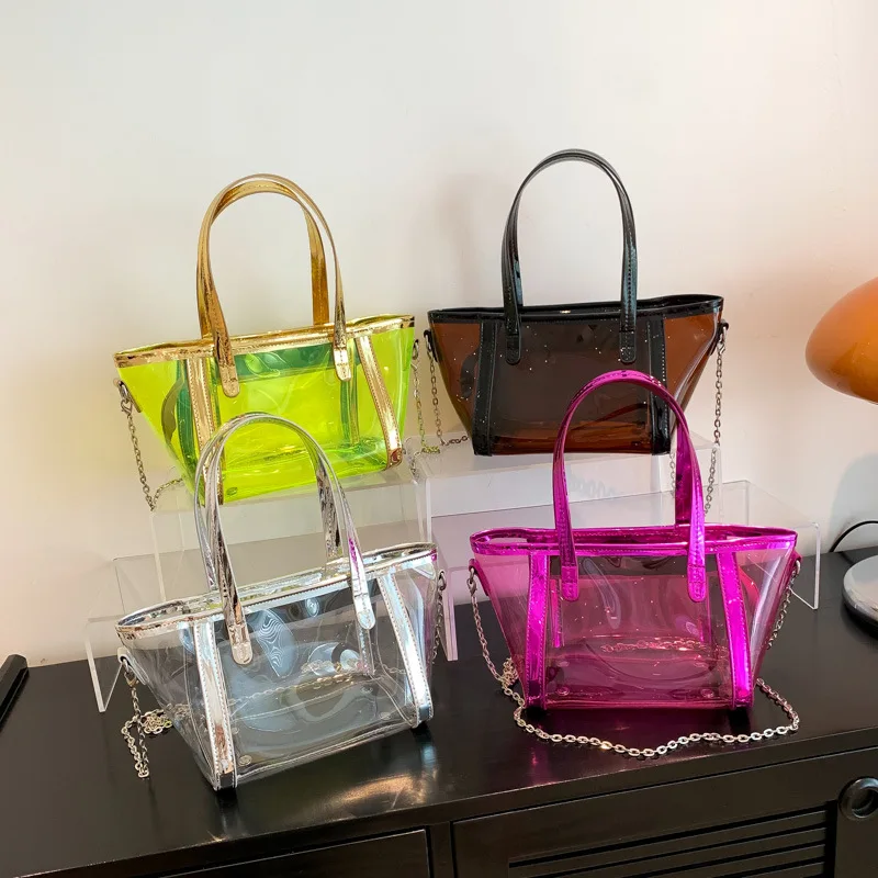 

Trendy New Fashion Temperament Female Ins Style Niche Design Senior Transparent Handheld Single Shoulder Crossbody Jelly Bag