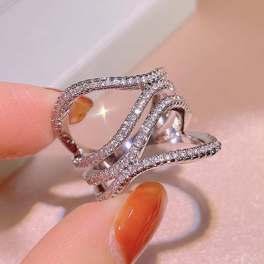 

New 2022 Trend Big Ring For Wome S925 Sterling Silver Color Entangled Engagement Wedding Female Dating Christmas Gifts Jewelry