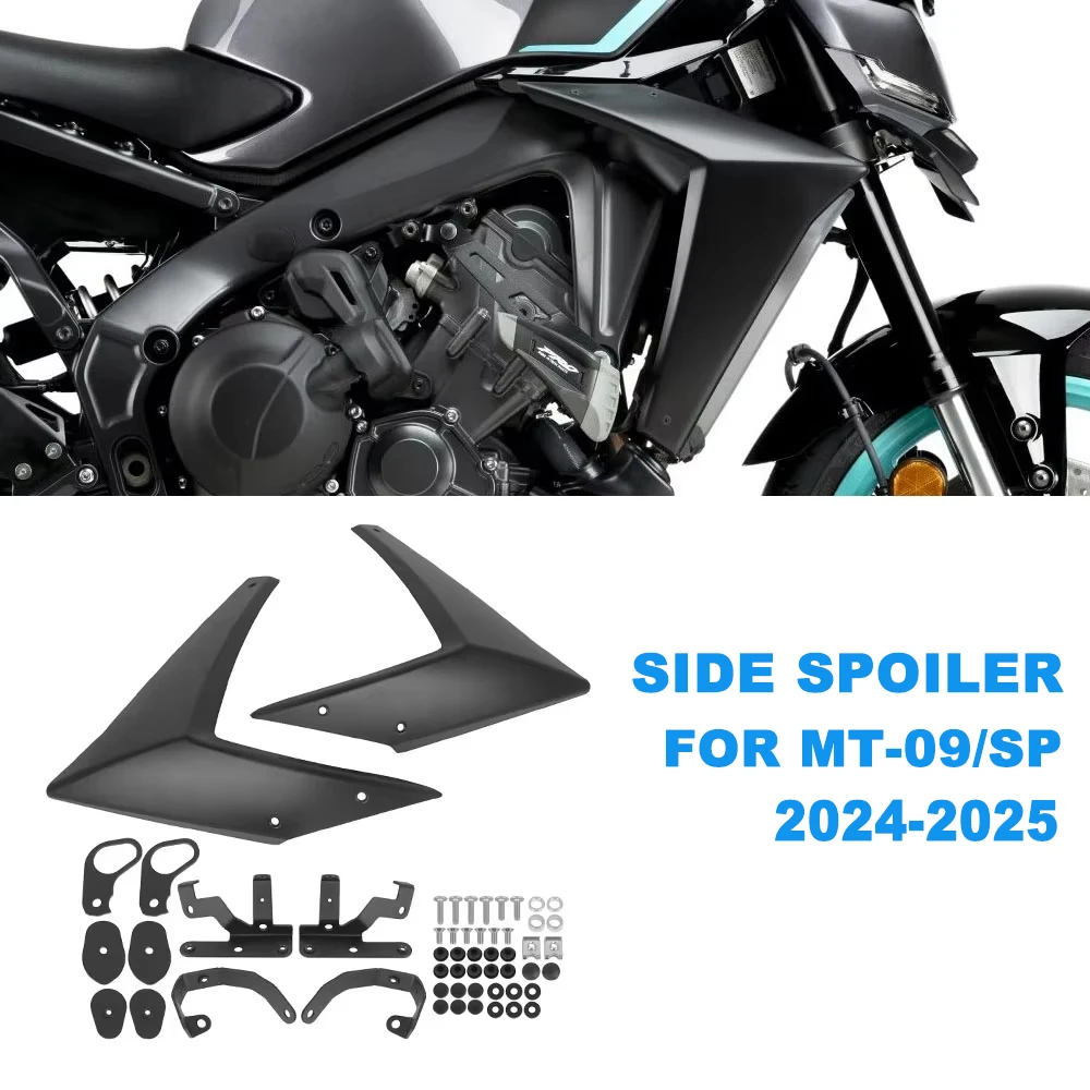 Фото Для мотоциклов YAMAHA MT-09 MT09 SP MT 09 Y-AMT 2024-2025: Аэродинамические боковые спойлеры (алероны) для нейкед-моделей, дефлекторы крыльев №1