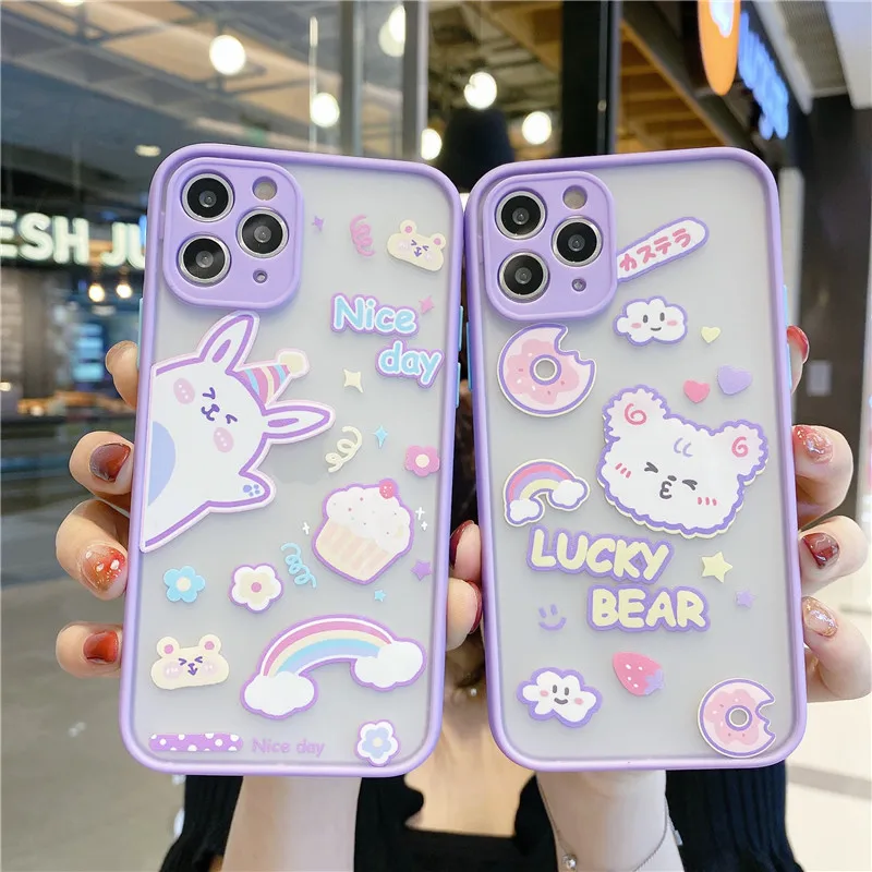 

Cute Cartoon Label Phone Case for Iphone 11 12 Pro Max Silicone Clear Back Cover for Iphone 6 6S 7 8 Plus SE20 X XR XS Max Case