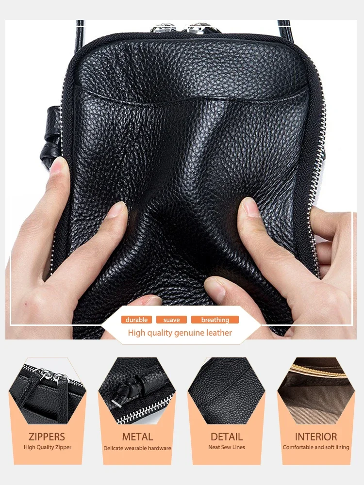 Женская сумка Zency из мягкой натуральной кожи маленькая сумочка для телефона