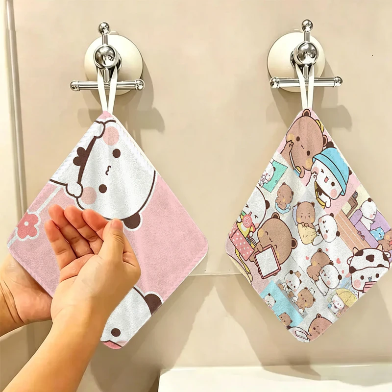 Фото Полотенце для рук Bubu Dudu Yier Bear Panda, для кухни и ванной, повседневное, подвесное, милое, декоративное, маленькое, подарочное №1