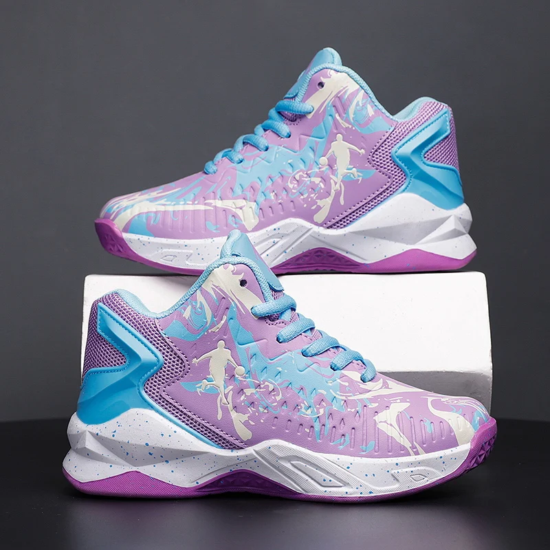 2023 Fashion Kids Basketball Shoes Boys High Top Designer Sneakers Children's Training Shoes Non-Slip Damping Basket Sneaker Boy