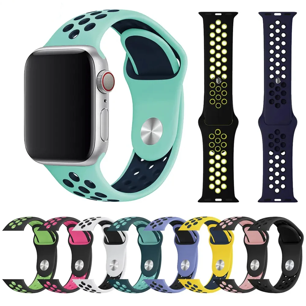 Strap For Apple Watch Band 44mm 40mm 45mm 49mm 41mm 42mm Silicone bracelet belt correa iwatch series 7 se 3 4 5 6 Ultra band 8