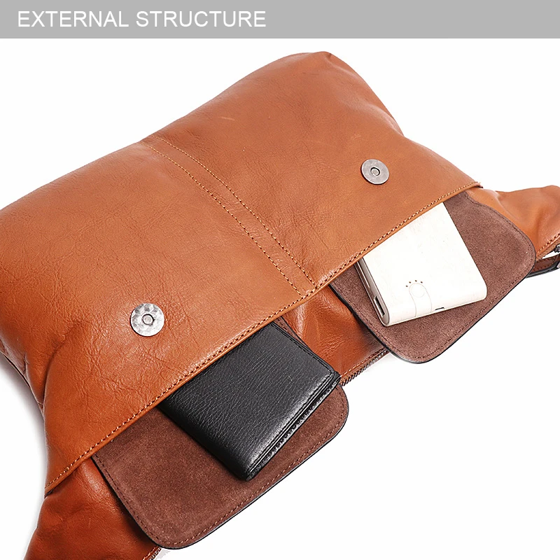 Vintage Men Leather Large capacity Crossbody Casual shoulder bag messenger bag  30101