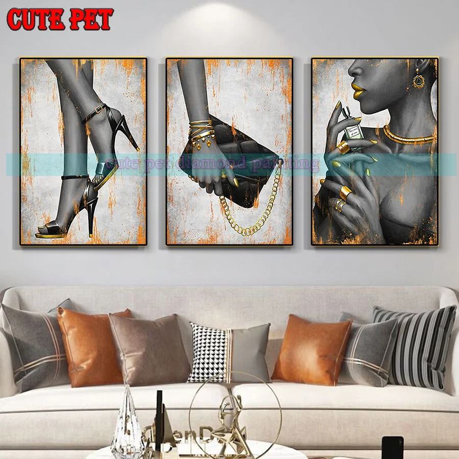 DIY алмазная живопись парфюмерная сумка на высоком каблуке вышивка крестиком