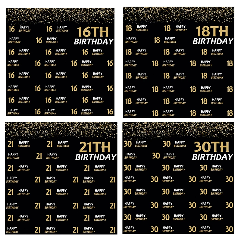 

16th 18th 21th 30th birthday background black background full screen birthday party decoration photography supplies