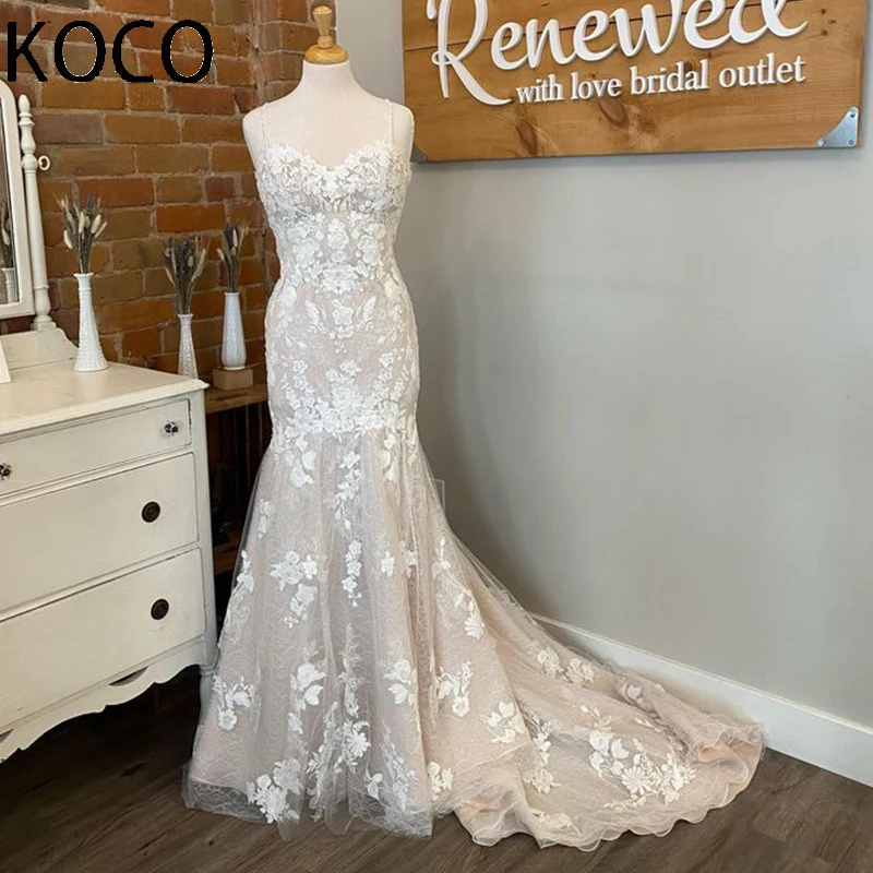 

MACDOUGAL robe de mariée Mermaid Wedding Dress Luxury Appliques Lace Spaghetti Straps Floor-length For Women Custom Made 2023