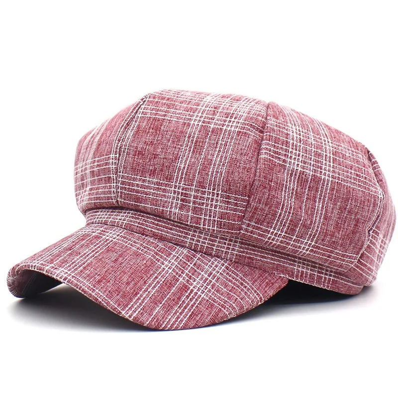 

Plaid Octagonal Hats for Women and Men Berets Painter Hat Beanie Cap Peaked Cap Sun Hat In Spring and Summer Casual Ladies Hat