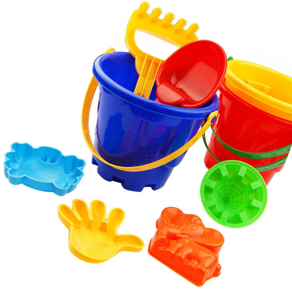 

7Pcs/Set Random Color Beach Sand Toys Bucket/Spade Set Kids Sanding Beaches Tool Water Play Toy Plaything Folding Sandbox Kit