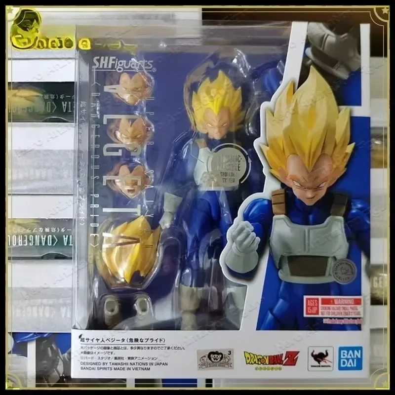 Фото В наличии Оригинальная фигурка Bandai Dragon Ball S.H.Figuarts SHF SSJ Super Saiyan Vegeta Danger Pride, аниме-фигурка, модель из ПВХ №5