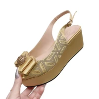 wedding shoes for women confortable wedge sandals 3cm platform chunky summer sandals 2023 new designer comfy leather wedge heel