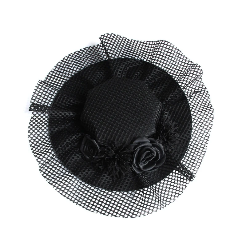 

L21E Fascinators Hat Veil Mesh Tophat with Hair Clip Banquet Hat Tea Party Headwewar for Ball Cocktail Tea Party Funeral