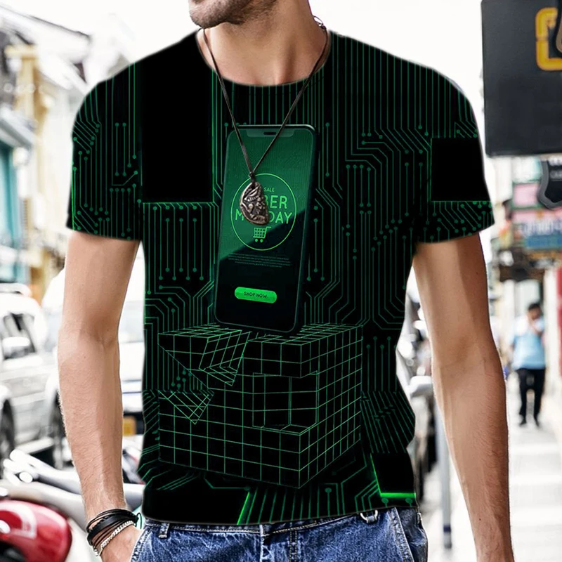 

3D Print T Shirt Technology mobile computer application pattern Fashion Casual T-shirts Men Women Hip Hop Harajuku Streetwear