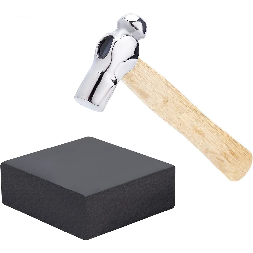 

Фотомолоток диаметром 155 мм с шаровой головкой с железной головкой и черной квадратной резиной диаметром 5x5x2 см для изготовления ювелирных ...