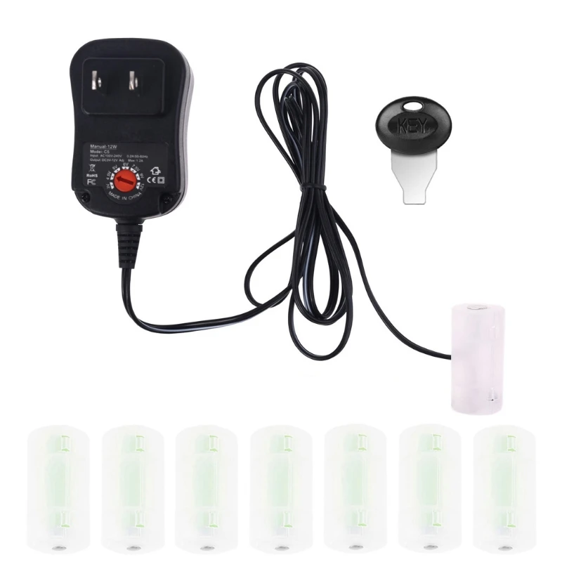 

R2LB Adjustable Voltage 3V 4.5V 5V 6V 7.5V 9V 12V US Plug Power Adapter D Battery Eliminator Replace 2 to 8pcs LR20 D Batteries