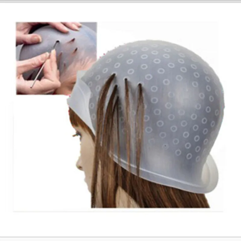 Reusable Hair Colouring Hat Highlighting Dye Cap White Frosting With hooks Tipping Color Hairdressing Styling Tools