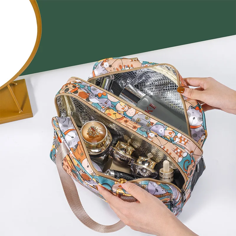 New Women Cosmetic Bag Portable Travel Makeup Bag Toiletry Wash Bags Waterproof Double-layer Storage Box Neceser Mujer Organizer
