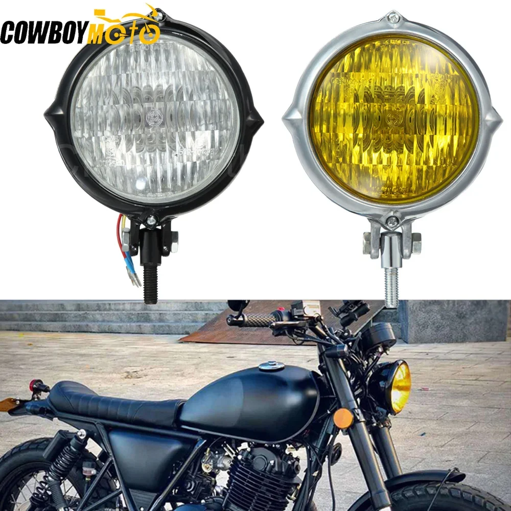 5 3 &quotмотоциклетная винтажная фара янтарная лампа для Honda Harley Bobber Chopper
