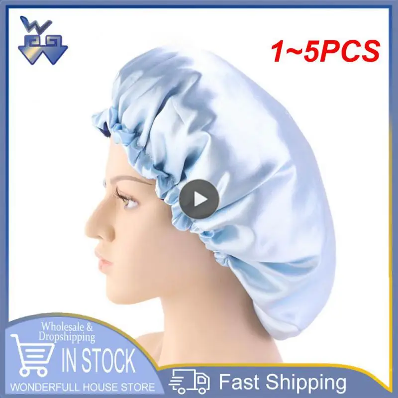 

Регулируемая двухслойная атласная Кепка для сна, 1-5 шт., Уход За вьющимися эластичными волосами, женский головной убор, ночная шапка, модный стиль