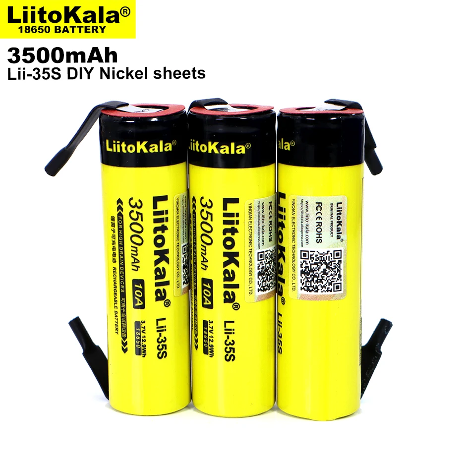 

1-12PCS Original Liitokala Lii-35S 3.7V 3500mah 18650 Lithium Rechargeable Battery Welding Nickel Sheet