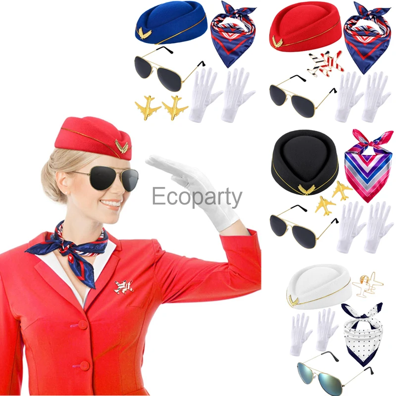 2024 женские аксессуары для костюма стюардессы Хэллоуина Женская летная