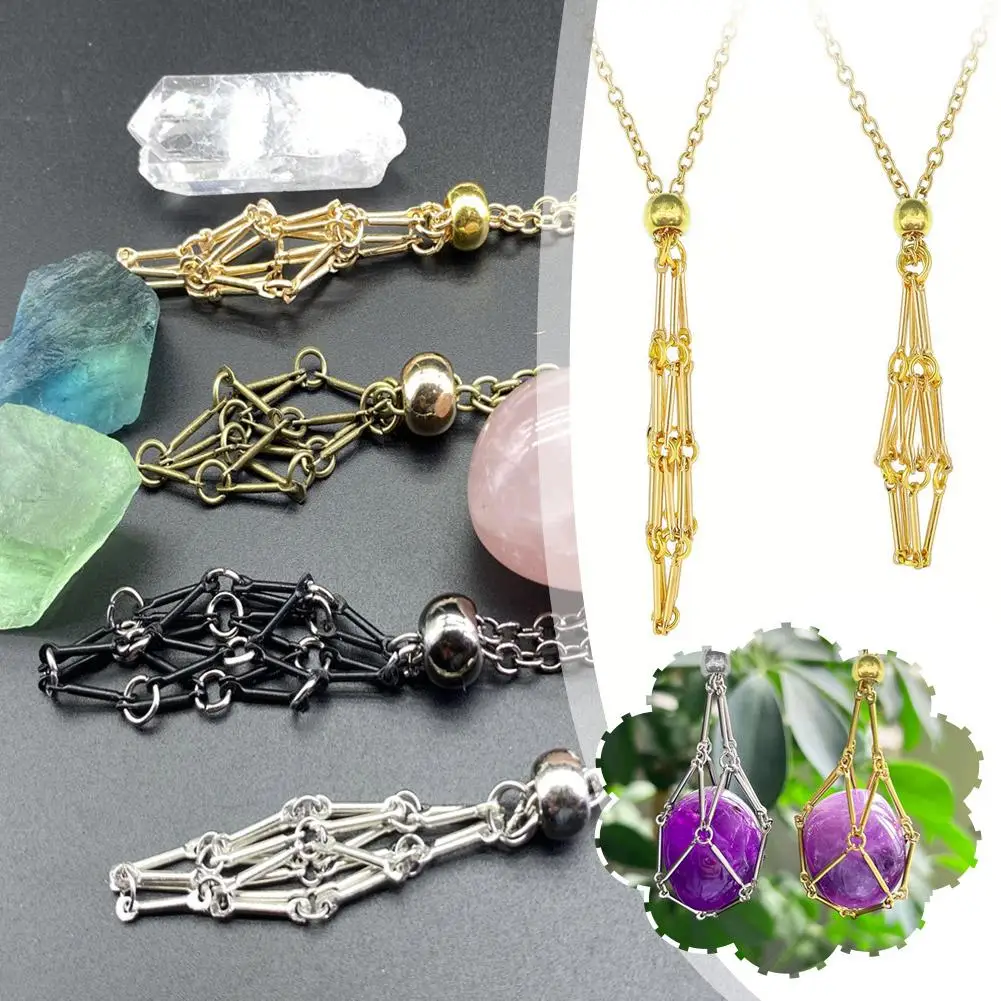 Дизайн из нержавеющей стали кристаллическая клетка ожерелье держатель цепочка