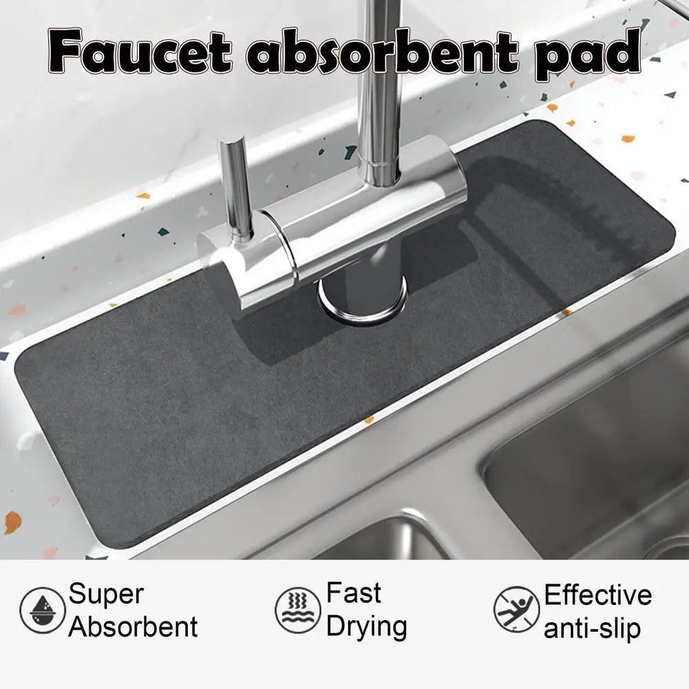 

Абсорбирующий коврик для кухонного смесителя, Быстросохнущий протектор для раковины, защита от брызг на кран, для кухни и ванной комнаты