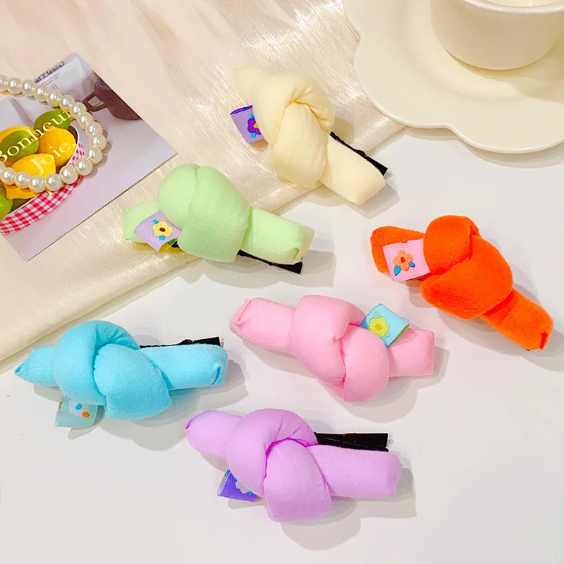 

Korean Solid Color Creative Knotting Sponge Flower Big Hair Clips For Girl Kids Cute Kawaii Fairy Hairpin Fashion Accessories