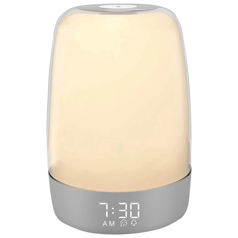 

Contact Night Light with Alarm Clock for Kids Nursery,Bedside Table Lamp with Timer, Dimmable Light with Color Changing