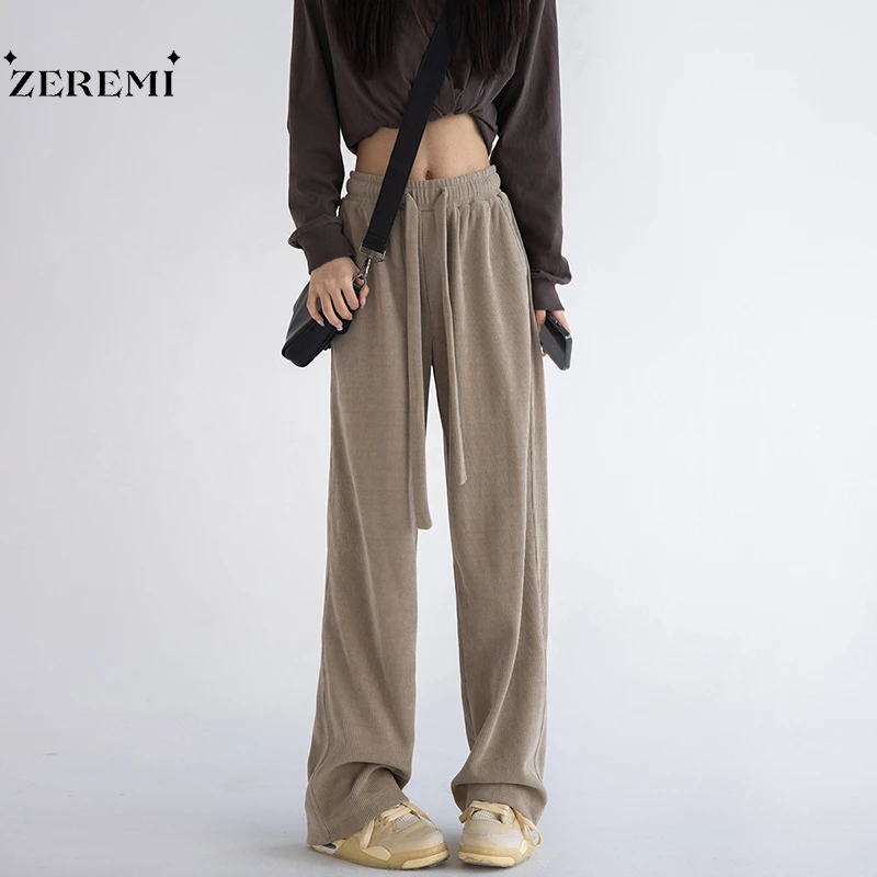

Fashion Casual Baggy Pants Women 2022 Winter Solid High Waist Wide Leg Pants Loose All-match Dragging Trousers Y2k Streetwear